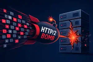 Графічне зображення бомби, що загрожує сервакам, з написом «HTTP/2 BOMB».