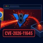 Chrome logo and CVE-2026-11645 graphic in a digital security update visual.