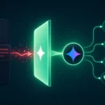 Smartphone sending notifications related to Google Gemini security issues.