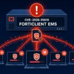 Инфографика, иллюстрирующая уязвимость CVE-2026-35616 в FortiClient EMS.