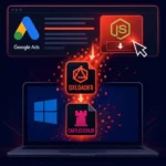 Visualisierung der OXLOADER-Malware-Übertragung über Google Ads.