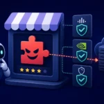 AI-агент біля вітрини, що рекламує небезпечний навик на ринку технологій.