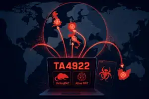 Visualisierung von Cyberangriffen in Europa durch die Gruppe TA4922.
