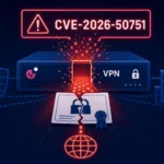 Ілюстрація вразливості VPN CVE-2026-50751 із зображенням порушеної безпеки.