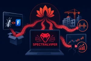 Visual representation of SPECTRALVIPER spyware targeting Vietnam with key elements.