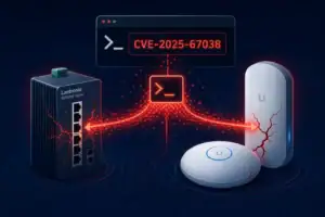 Устройства Lantronix и UniFi OS с отображением уязвимости CVE-2025-67038.