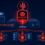 Diagram illustrating the BRICKSTORM backdoor targeting MSPs through pfSense.