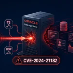 Oracle WebLogic Server graphic highlighting CVE-2024-21182 vulnerability.