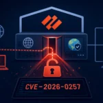 Графика, иллюстрирующая уязвимость CVE-2026-0257 в системе безопасности.