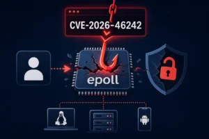 Visual representation of the CVE-2026-46242 Linux kernel exploit vulnerability.