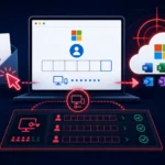 Illustration showing phishing targeting Microsoft 365 users and login credentials.