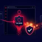 Ілюстрація, що показує передачу даних GX Mod з інтерфейсом браузера.