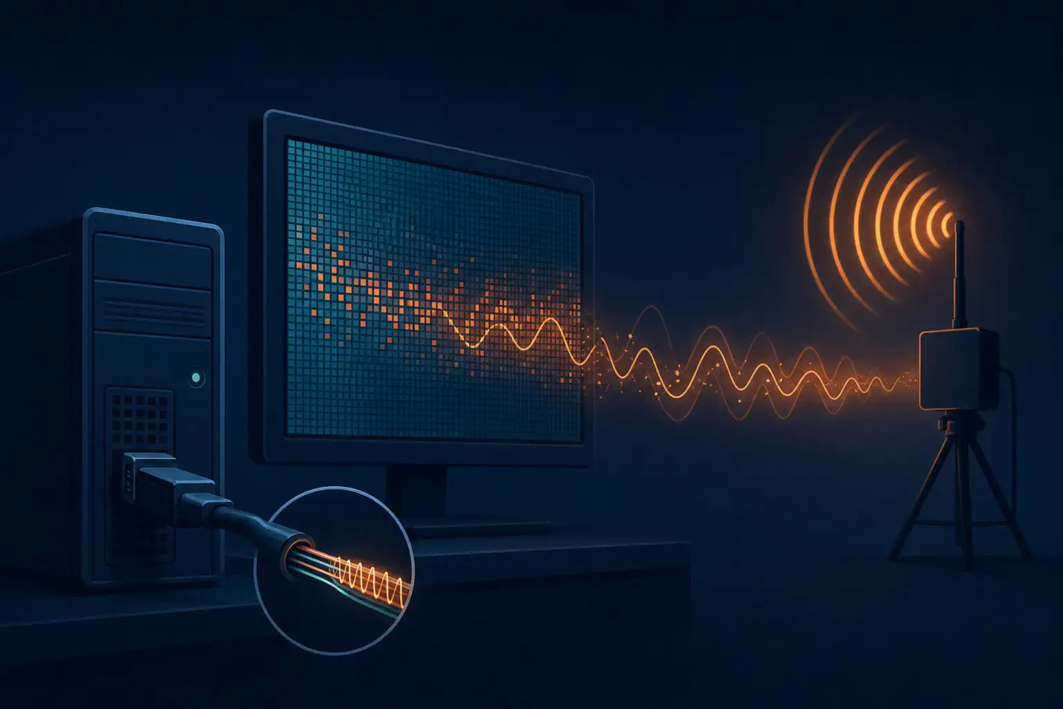 Visualización de datos transmitidos desde un sistema a un receptor inalámbrico.