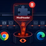 ModHeader extension graphic highlighting privacy concerns and browser icons.