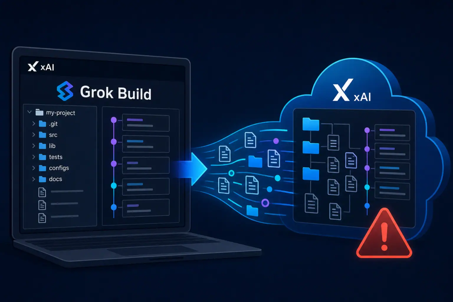 Gráfica de transferencia de datos desde Grok Build a almacenamiento en la nube.