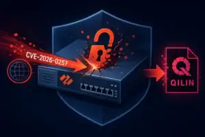 ** Symbolische Darstellung einer Cyber-Attacke durch Qilin-Ransomware.