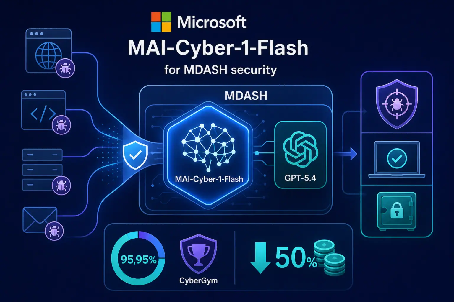 Microsoft MAI-Cyber-1-Flash Grafik für MDASH-Sicherheitssystem