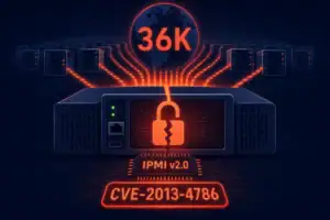 Visualización de vulnerabilidad IPMI v2.0 afectando 36,000 BMCs en línea.