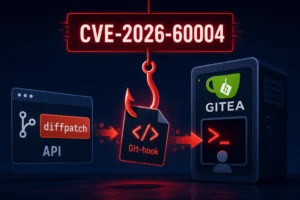 Visual representation of CVE-2026-60004 vulnerability in Gitea.