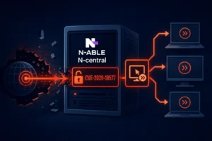 Graphical representation of N-able N-central and CVE-2026-18577 security issue.