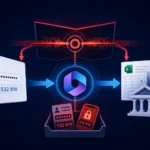 Visual representation of AitM phishing targeting Microsoft 365 financial accounts.