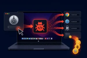Malware attack on macOS targeting crypto wallets and passwords.