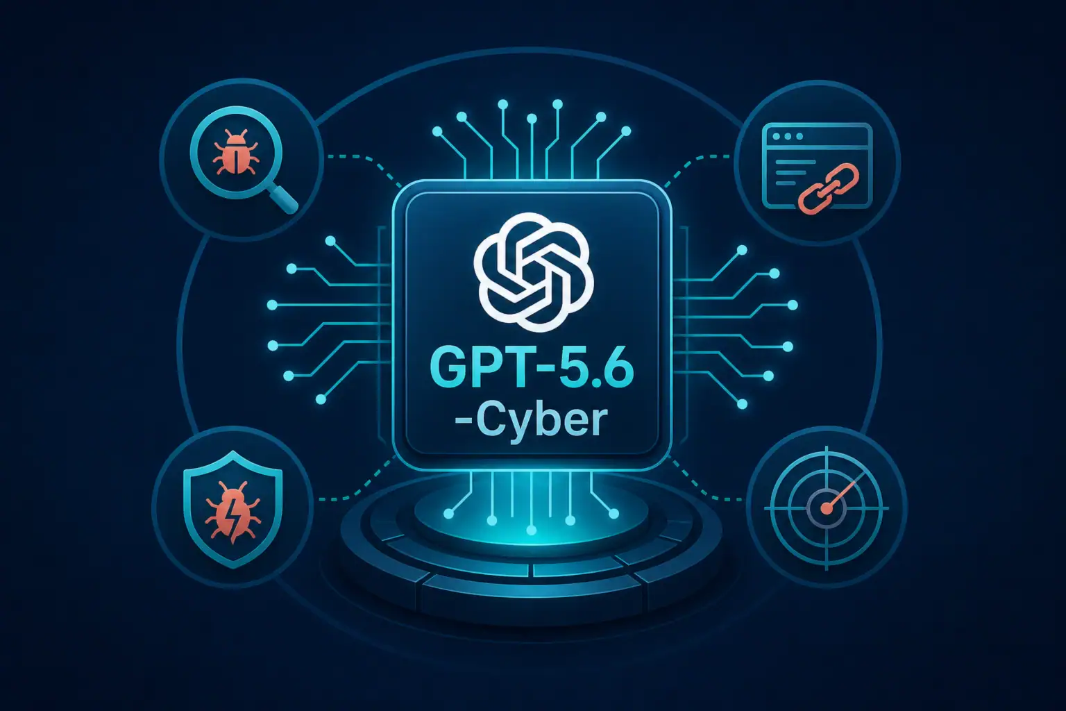 Объект GPT-5.6-Cyber искусственного интеллекта на фоне технологии.
