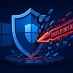Щит з написом "SHIELDBREAK" прориває захист Windows.