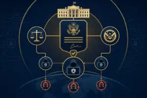 Diagram illustrating U.S. cybersecurity collaboration with private firms.