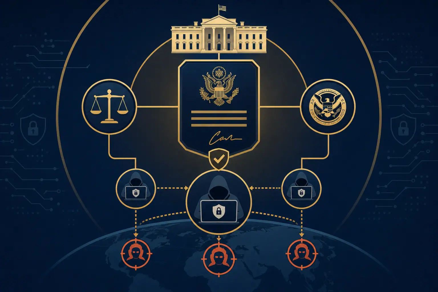 Diagram illustrating U.S. cybersecurity collaboration with private firms.