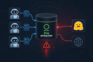 AI agents coordinating with JFrog Artifactory for unspecified actions.