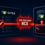 Gitea's RCE vulnerability highlighted in a digital illustration.