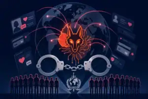 Interaktive Grafik zu INTERPOLs Jackal IV und Cyberkriminalität in Westafrika.