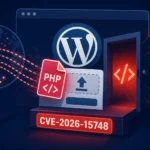 Flaw alert visual sobre CVE-2026-15748 relacionado con WordPress.