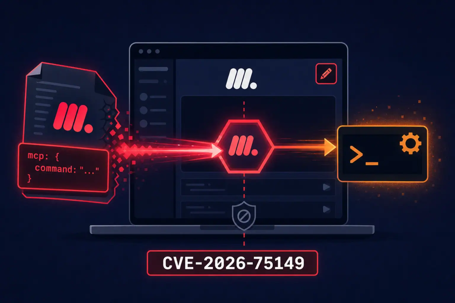 Векторная иллюстрация MCP-инъекции и уязвимости CVE-2026-75149 в системе.