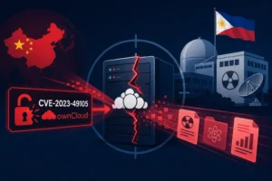 ** Visual representation of a cyber attack targeting a nuclear center.