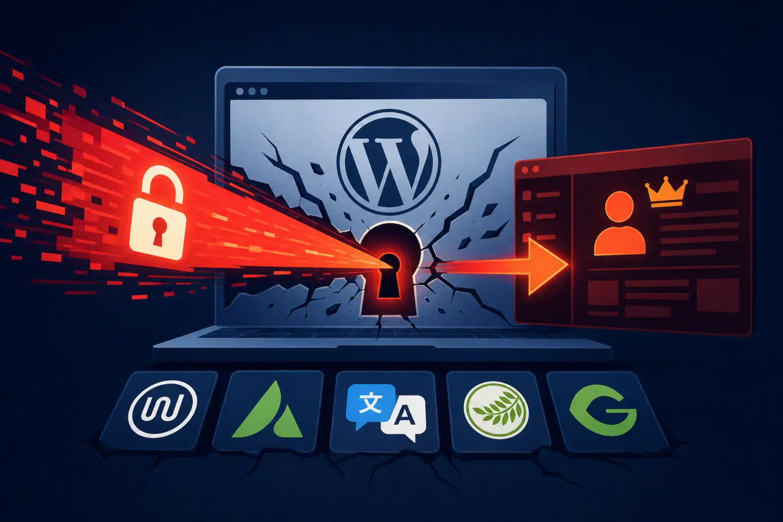 Grafische Darstellung von WordPress-Sicherheitslücken und Anfälligkeiten.
