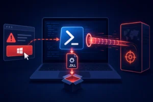 Visual representation of a PowerShell reverse tunnel in cybersecurity context.