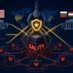 Схематическое изображение ботнета Sality и международного сотрудничества правоохранительных органов.