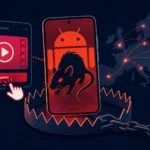 Android-Telefon mit Banking-Trojaner, dargestellt in einer Falle.