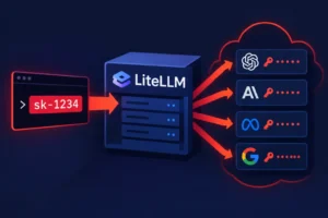Visual representation of LiteLLM's data flow and security concerns.