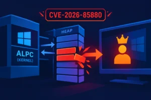 Diagram illustrating the CVE-2026-85880 Windows ALPC vulnerability.