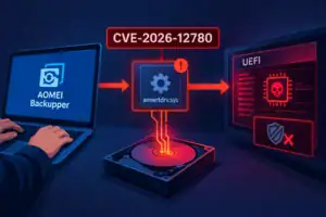 Gráfico que ilustra el CVE-2026-12780 relacionado con AOMEI Backupper.