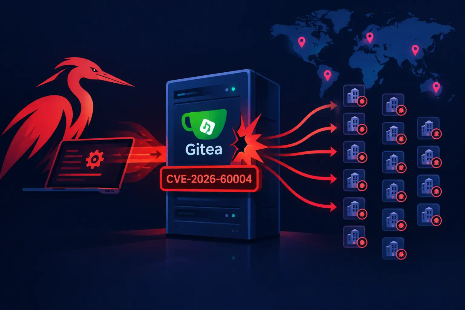 Атака на сервер Gitea через уязвимость CVE-2026-60004 с последствиями для организаций.