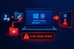 Ilustración sobre la vulnerabilidad CVE-2026-81963 en Windows Update.