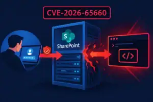 Ilustración sobre la vulnerabilidad CVE-2026-65660 en SharePoint.