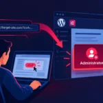 User engaged in a CSRF attack on a WordPress site via a link.