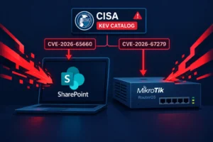 CISA alerts on SharePoint and MikroTik vulnerabilities in KEV catalog.