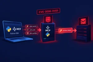 Diagram illustrating MCP Python SDK vulnerability with OAuth token theft risk.