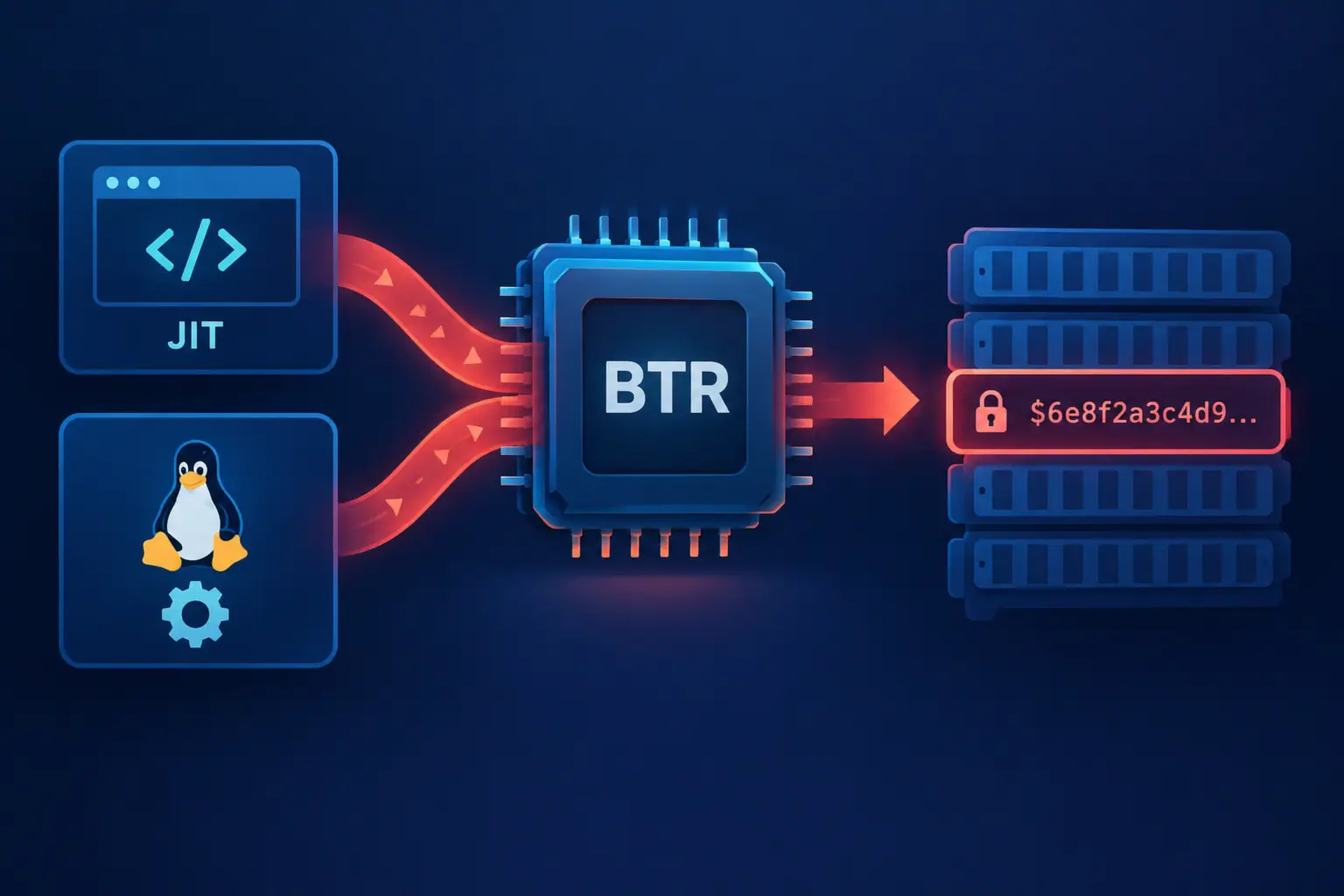 Flujo de datos entre JIT, BTR y una base de datos en un entorno digital.
